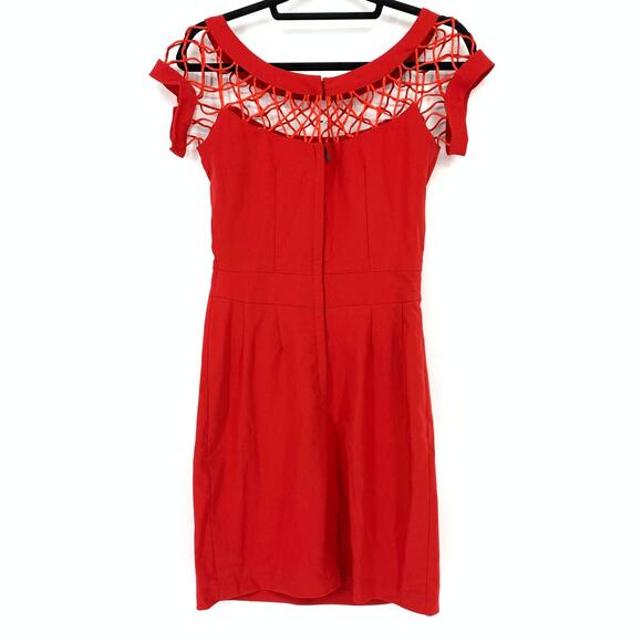 Tatyana Women's Size M Knee Length Wiggle Dress Stretch Short Sleeve Red - Picture 2 of 7